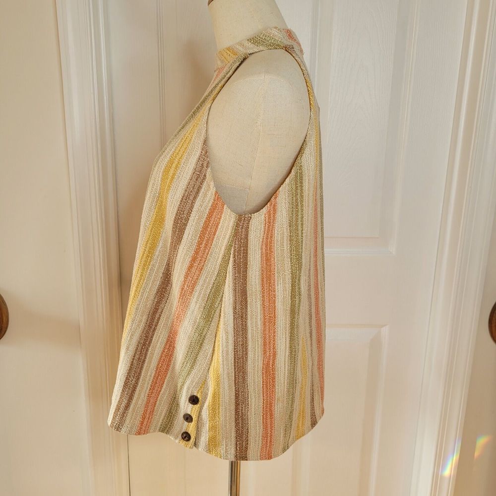 W5 by Anthropologie Sleeveless Cream Multi Color Striped Halter Top Size M - Picture 5 of 10